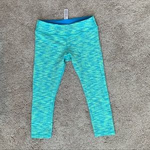 Ivivva Crop leggings size 12 green blue space dye